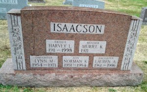 Harvey L Isaacson - burial Hedda Lovisa