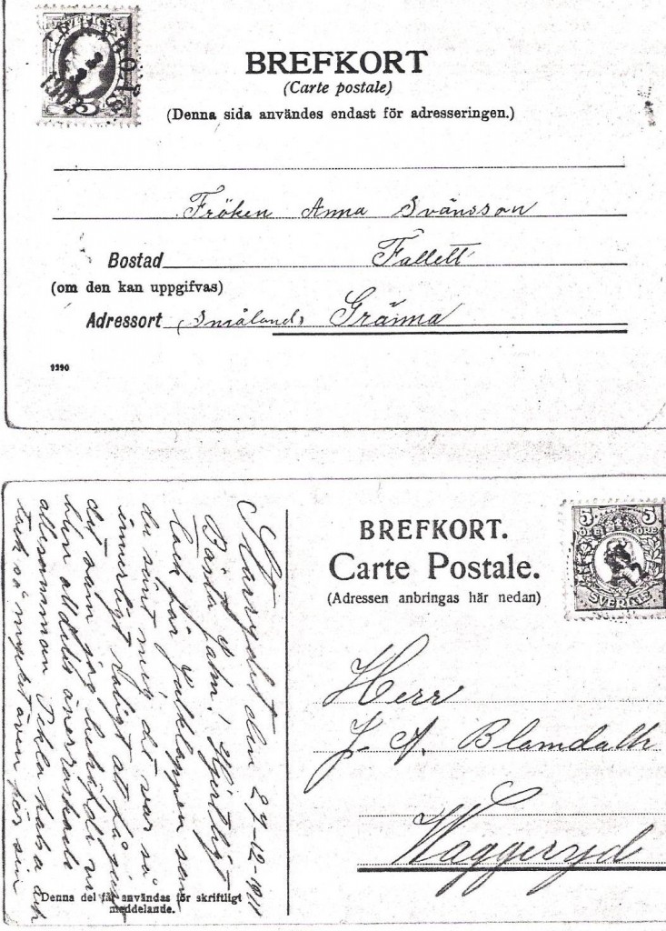 Hannas postcards- writing I