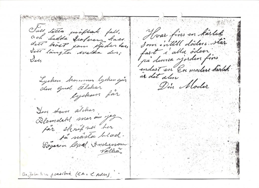 Mor Sofias dikt till John Adolf